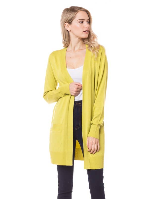 Newself Collection - Vente Cardigan – femme - Cardigan long léger ouvert sur le devant avec poches8