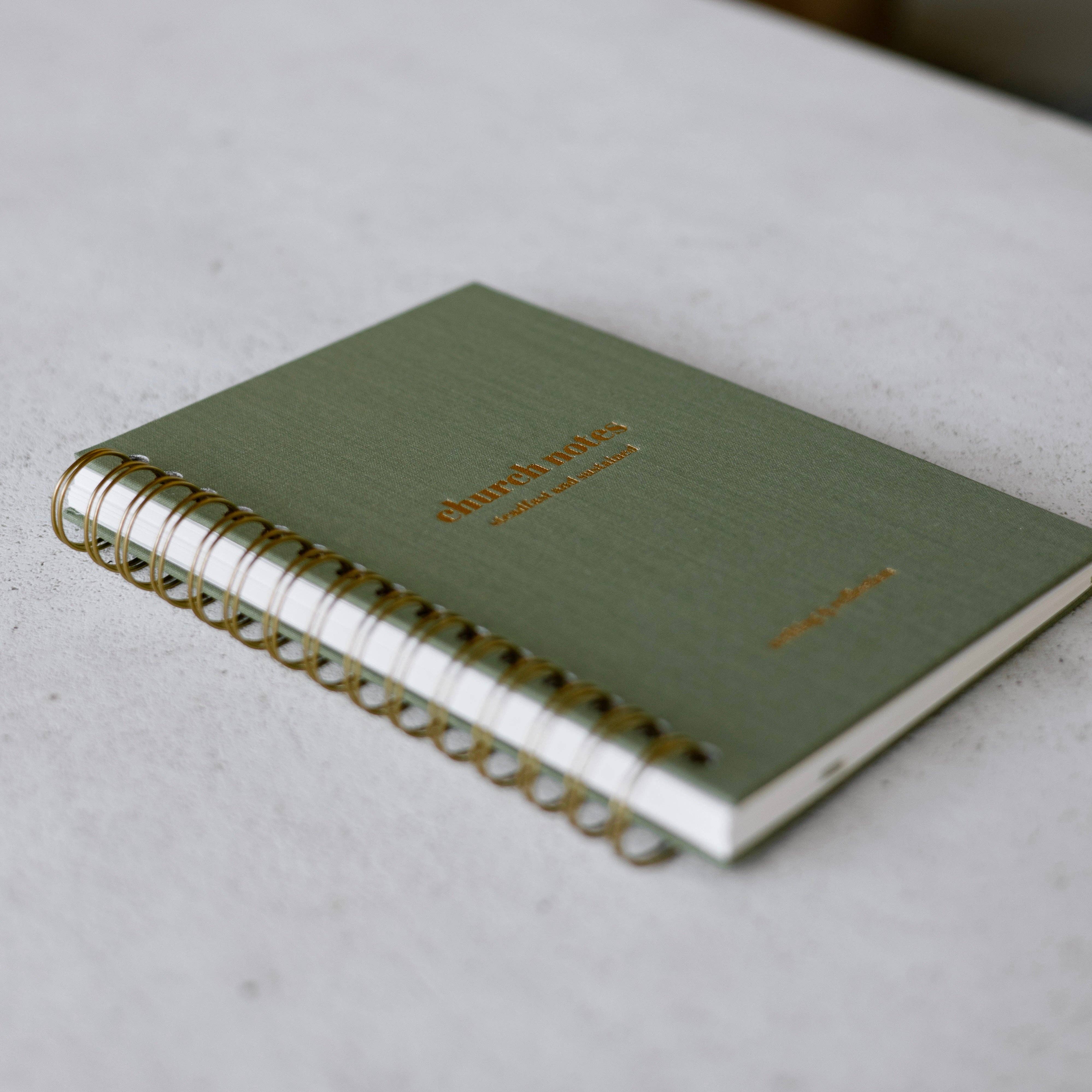 Steadfast and Sustained - Wholesale Journal/Diary - Church Notes Journal - Spiral Linen, Sage10