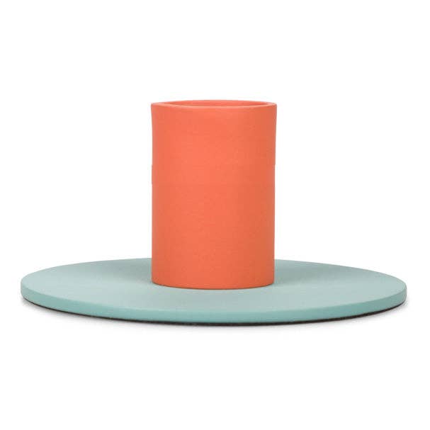 Small Two-Tone Opaline & Marigold Metal Candleholder for wholesale by British Colour Standard North America