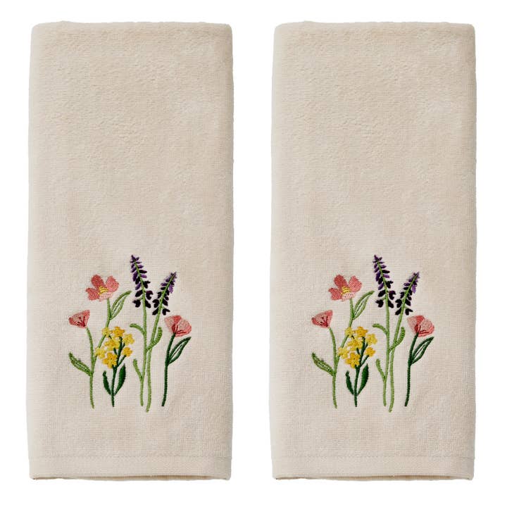 Meadow Bouquet 2-Piece Hand Towel Set, Natural for wholesale by SKL HOME