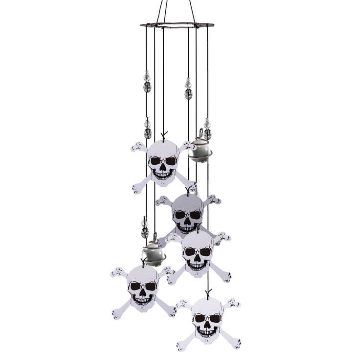 Skull/Crossbones Wind Chime for wholesale by Spoontiques, Inc