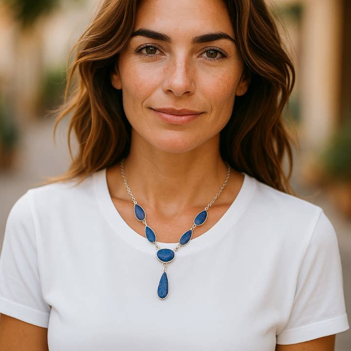 La Boîte à Cailloux - Wholesale Pendant/Charm Necklace - Australian opal doublet necklace AAA silver 9251