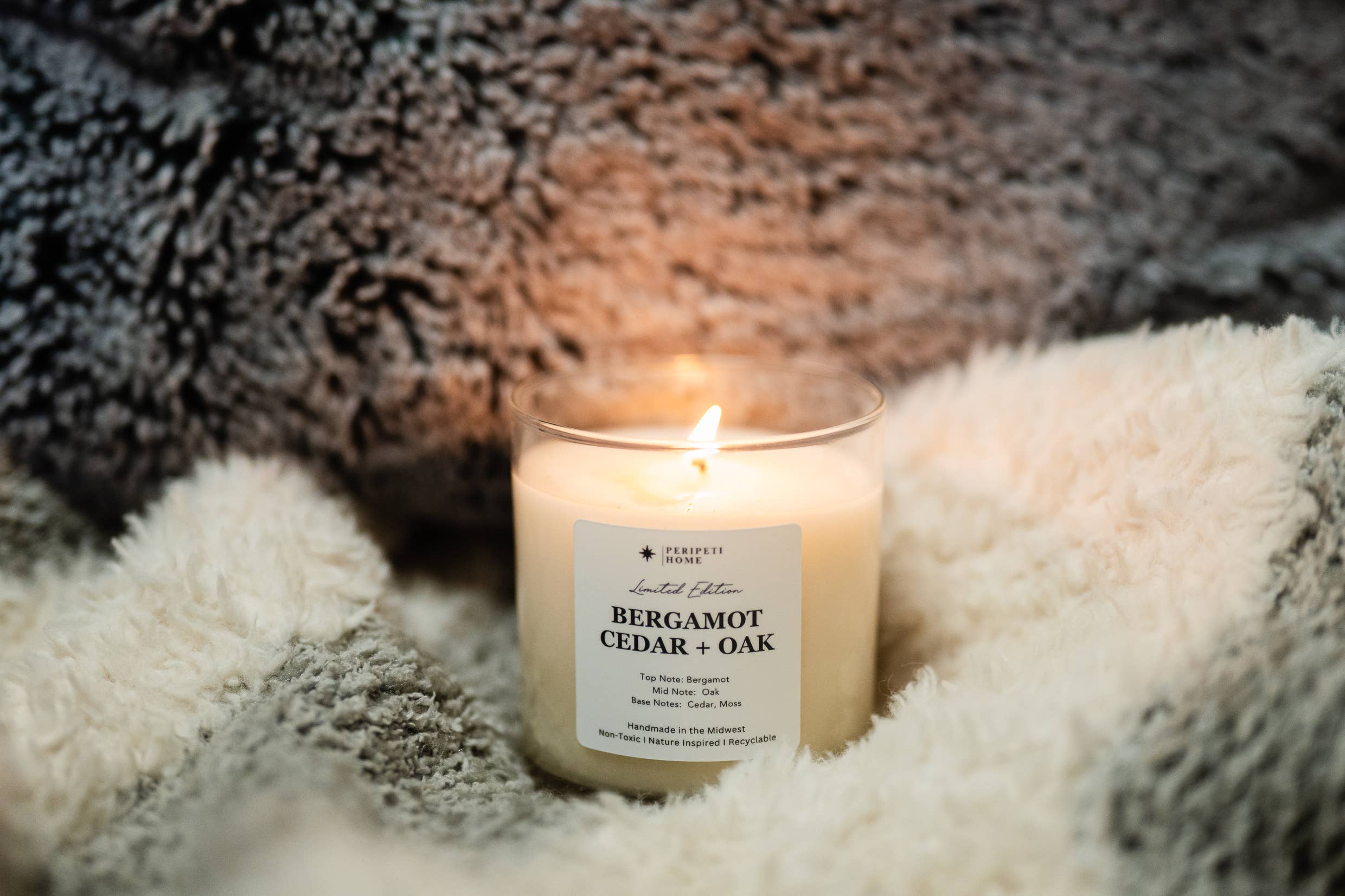 Peripeti Home - Wholesale Jar/Filled Candle - Bergamot, Cedar + Oak Soy Candle, Unisex, Gives Back4