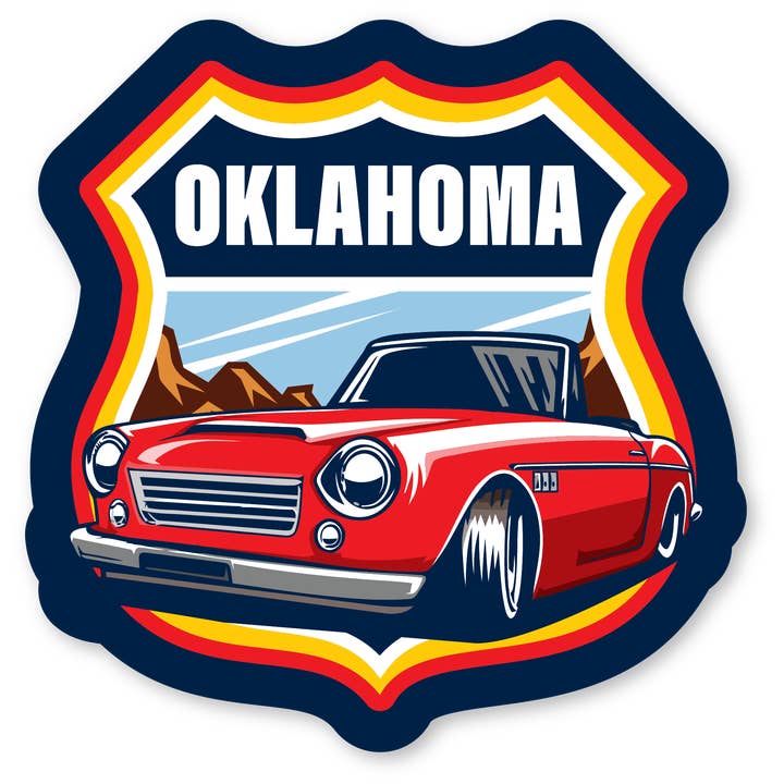 Vinyl Sticker - Oklahoma Route 66 Badge for wholesale by Morris Magnets