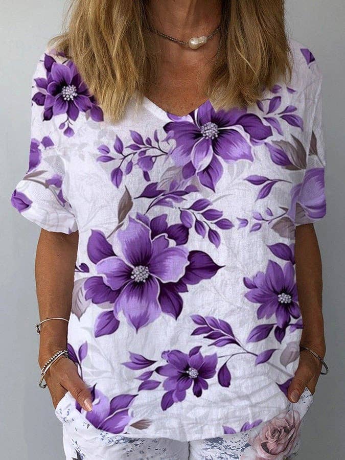 Chicto - Wholesale Blouse - Women's - Women's Elegant Printed Loose Shirt