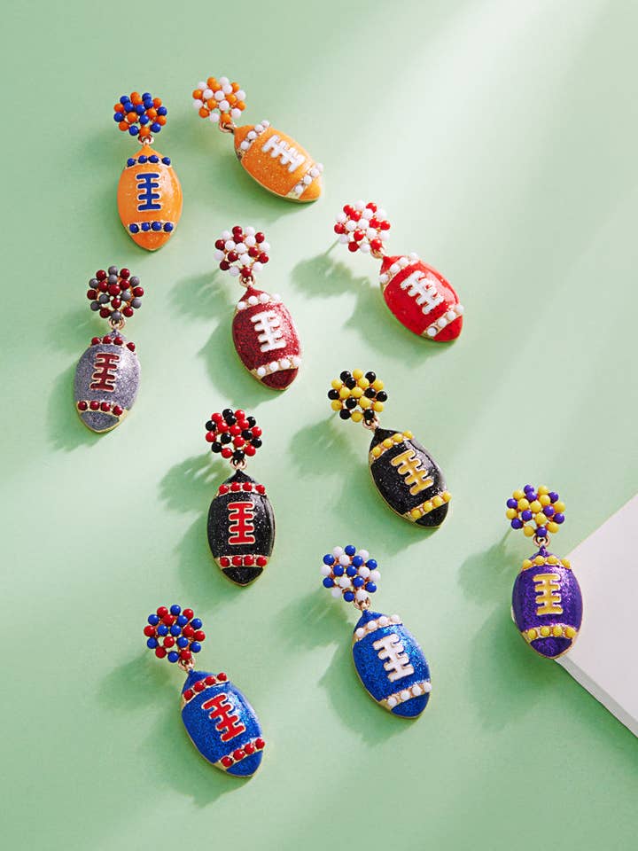 Gameday Football Enamel Acrylic Bead Post Earrings for wholesale by Designature New York