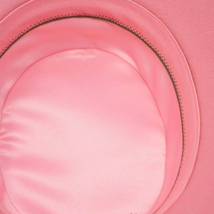 Olive & Pique - Wholesale Fedora - Women's - Lace Banded 100% Wool Felt Gambler Hat, Satin Lined, Unisex, Blush3