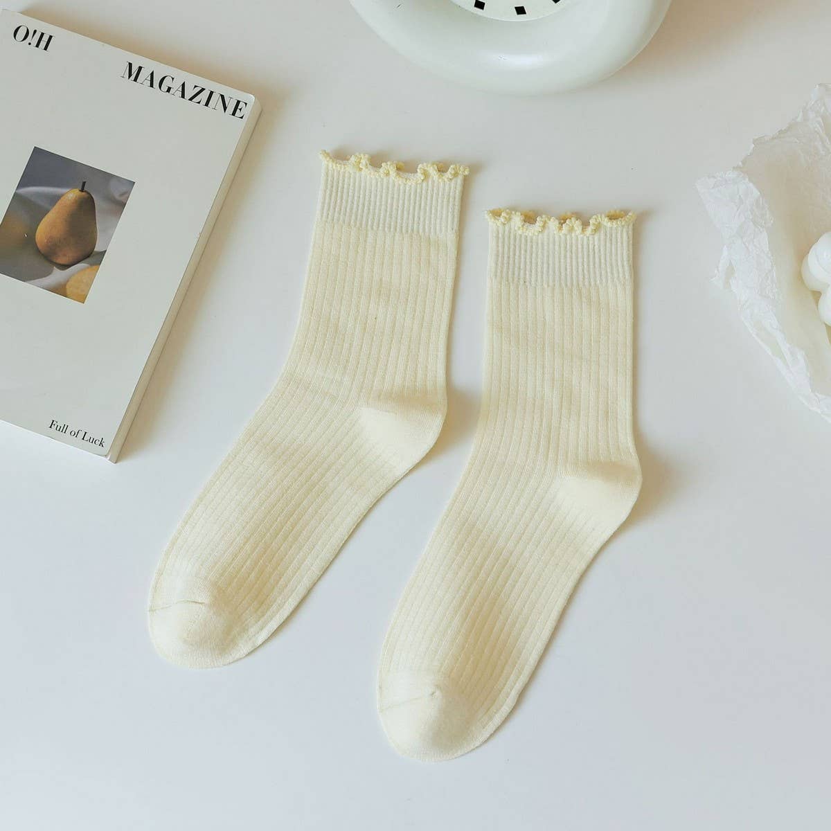 ACCITY - Wholesale Socks - Women's - SOLID COLOR RUFFLED ALL-MATCH SOCKS_CWMS09013