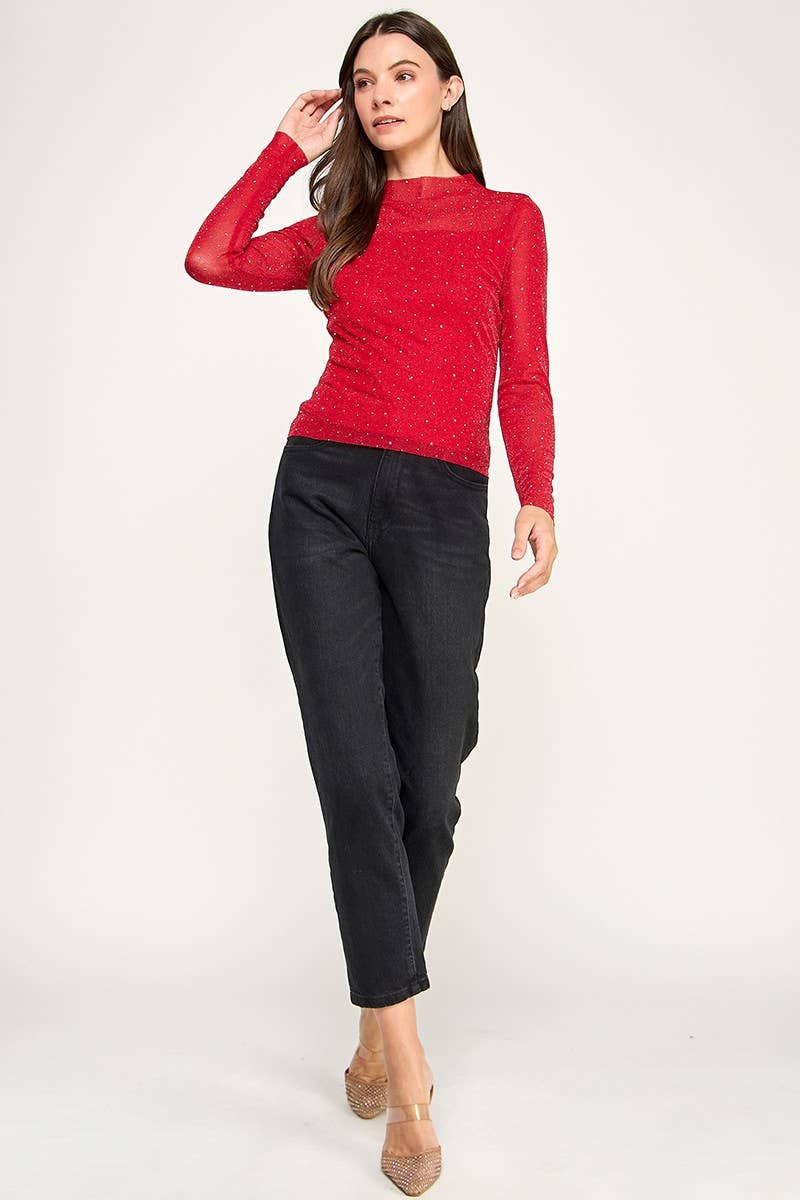 Vanilla Monkey - Wholesale Knit Top - Women's - Rhinestone Mesh Top4