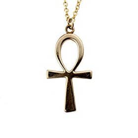 Collar con colgante Ankh bañado en oro con cadena enrollada para venta al por mayor de From War to Peace