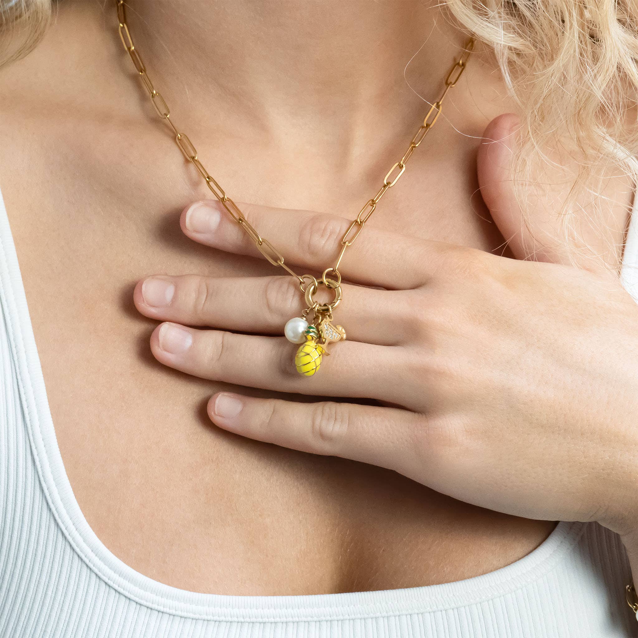 WJW - Wholesale Pendant/Charm Necklace - Stainless Steel Paperclip Carabiner Charm Holder Necklace3