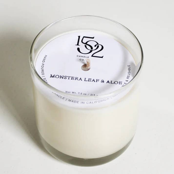 1502 Candle Co. - Wholesale Jar/filled candle - Monstera Leaf & Aloe Minimalist Tumbler Soy Wax Candle0