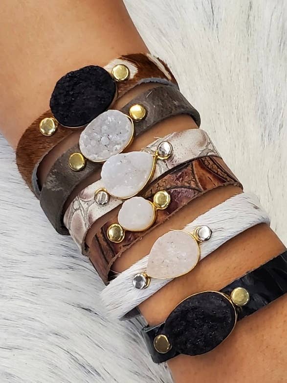 Willow Mini Druzzy Embellished Mini Cuff for wholesale by Charlie Leather