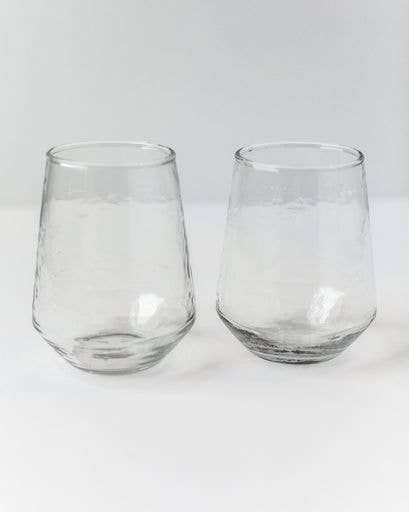 Acacia Creations - Vente Verre/tasse - Ensemble de 2 verres à eau soufflés à la main avec texture martelée2