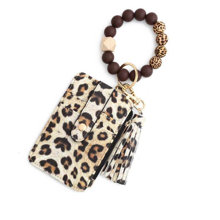 MKS America - Wholesale Keychain - Women's - Multi-Colored Leopard Print Bracelet Card Slot Keychain5