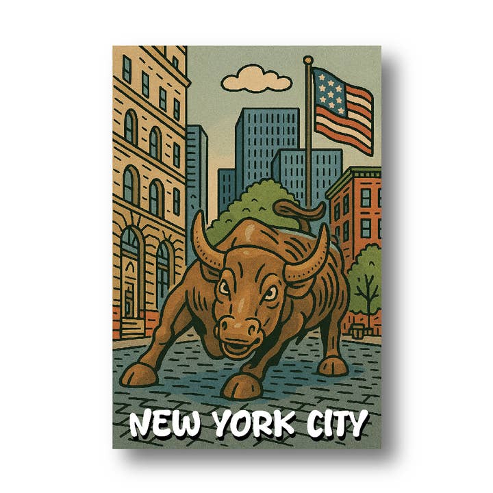New York City 4" X 6" Postcard - Charging Bull for wholesale by BigZoo Store