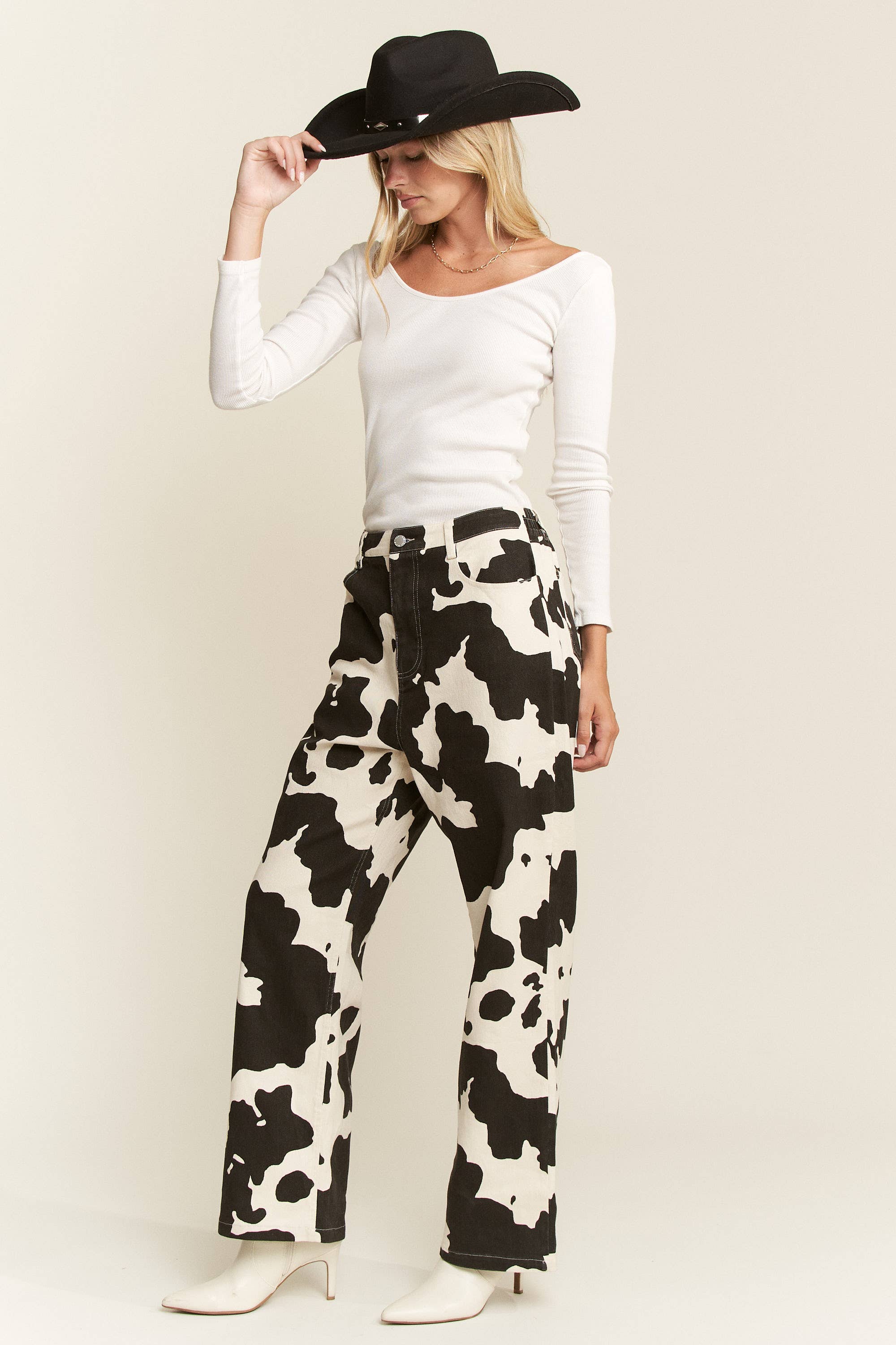 JADE BY JANE - Wholesale Jeans - Women's - COW PRINT DENIM PANTS3