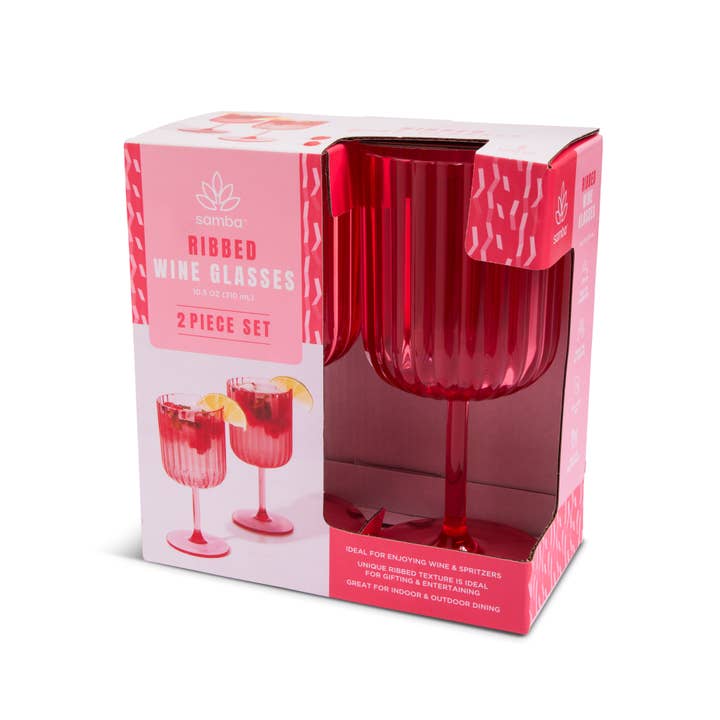Core Home - Wholesale Wine Glass - Set of 2 10.5oz Ribbed Wine - SBD