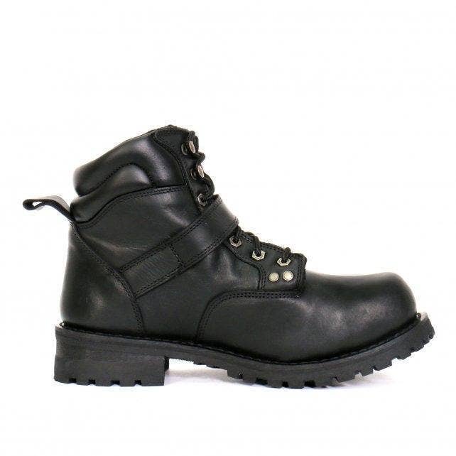 Hot Leathers Men's Black 6-inch Logger Leather Boots with Adjustable Buckle BTM1007 for wholesale on Faire