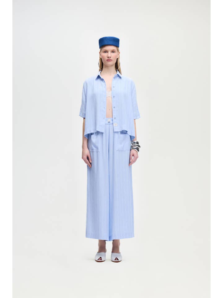 Fulmarix - Wholesale Blouse - Women's - Striped Linen Blend Shirt (3516); 19% Linen 81% Viscose1