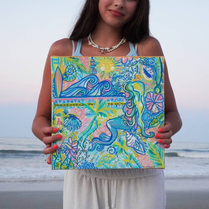 Rêves de Sirène Peinture Originale pour la vente par Of Light & Sea