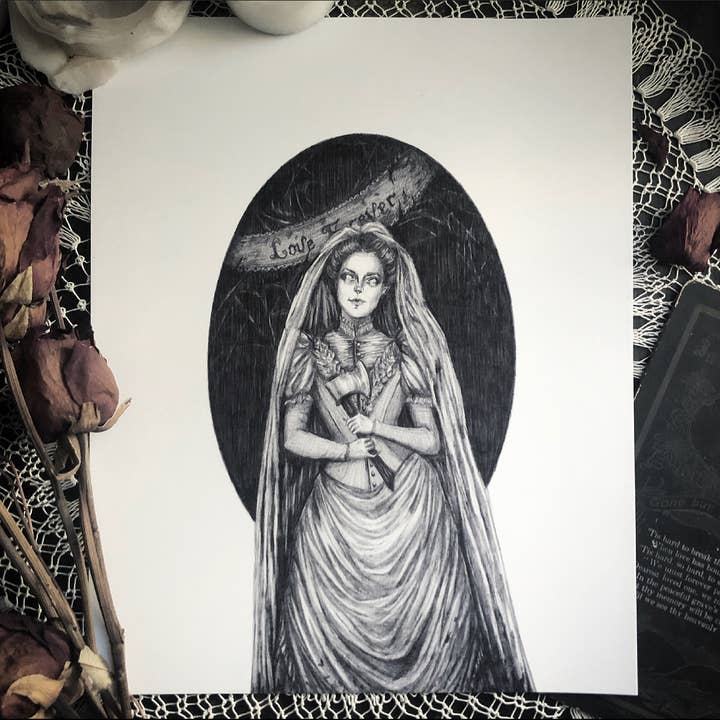 Caitlin McCarthy Art - Wholesale Art Print - Black Widow Bride Fine Art Print - Victorian Gothic Horror