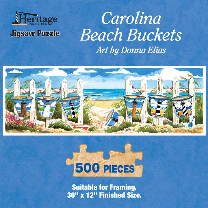 Carolina Beach Buckets 500 Piece Puzzle for wholesale by Heritage Puzzle