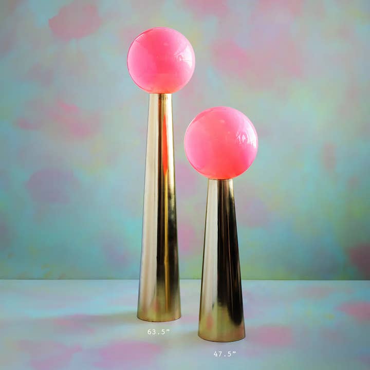 Glitterville Small Pink Globe Obelisky Lampsy, Metal/Glass, for wholesale by Glitterville