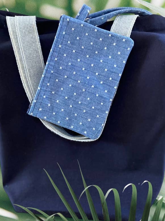 Handmade Organic Navy Tote Bag with Matching Purse for wholesale by everydaybags.gifts