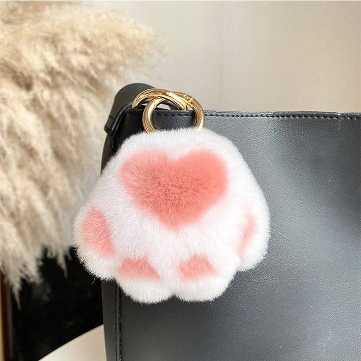 FurDecoration - Wholesale Keychain – Women's - Rex Rabbit Fur Cat Claw Fluffy Keyring9