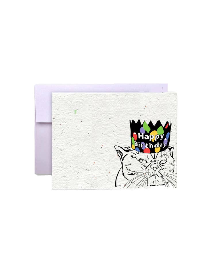 Purrfect Blooms Wildflower Seed Paper Birthday Card for wholesale by Artsy Em