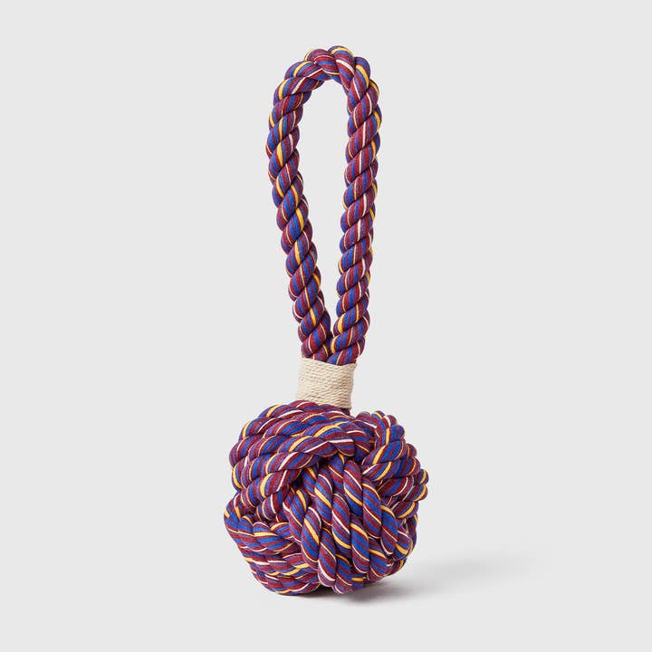 5" Red Boho Celtic Knot Tie Rope Toy for wholesale by Jax & Bones