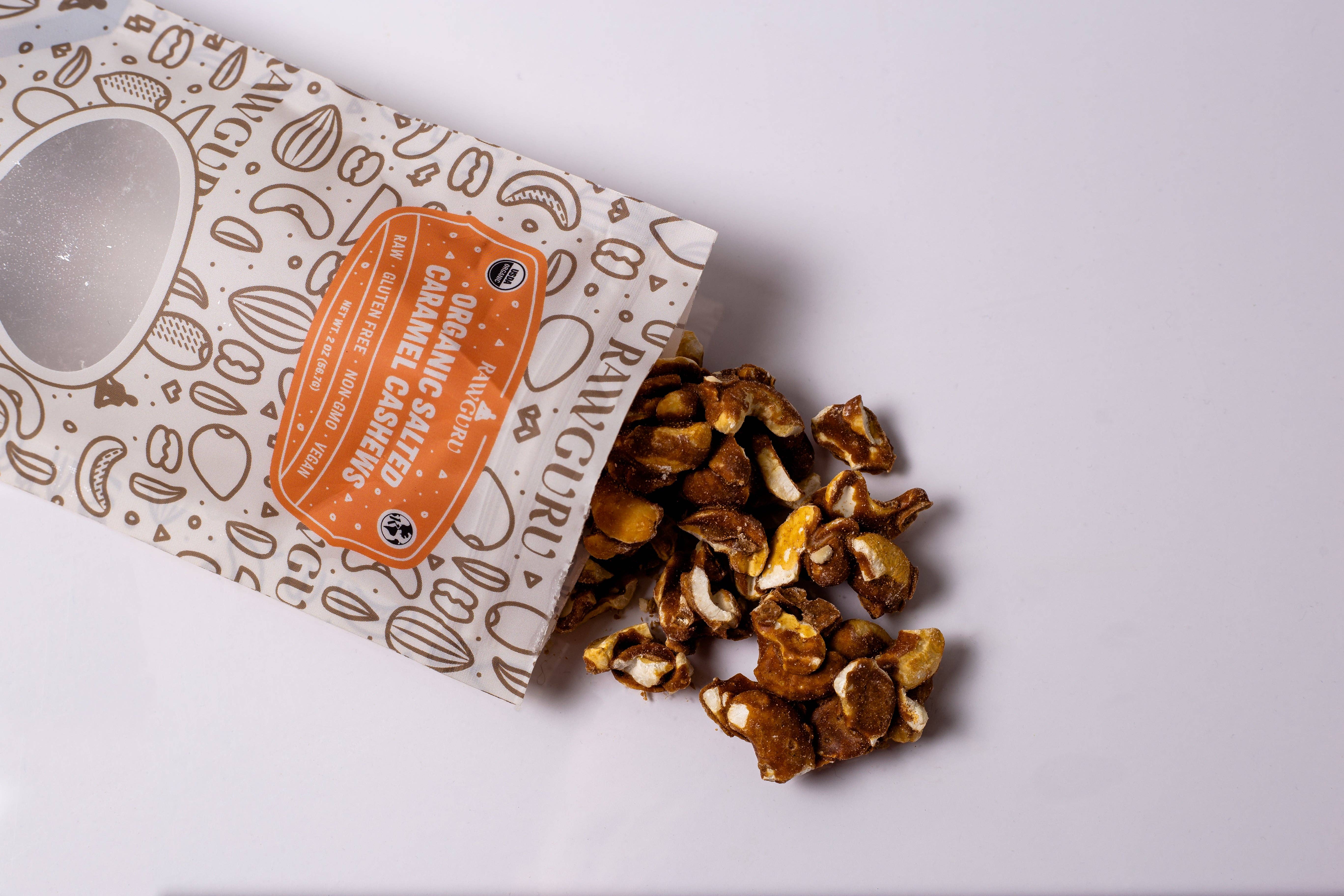 Windy City Organics - Wholesale Nuts - Organic Salted Caramel Cashews - 2oz2