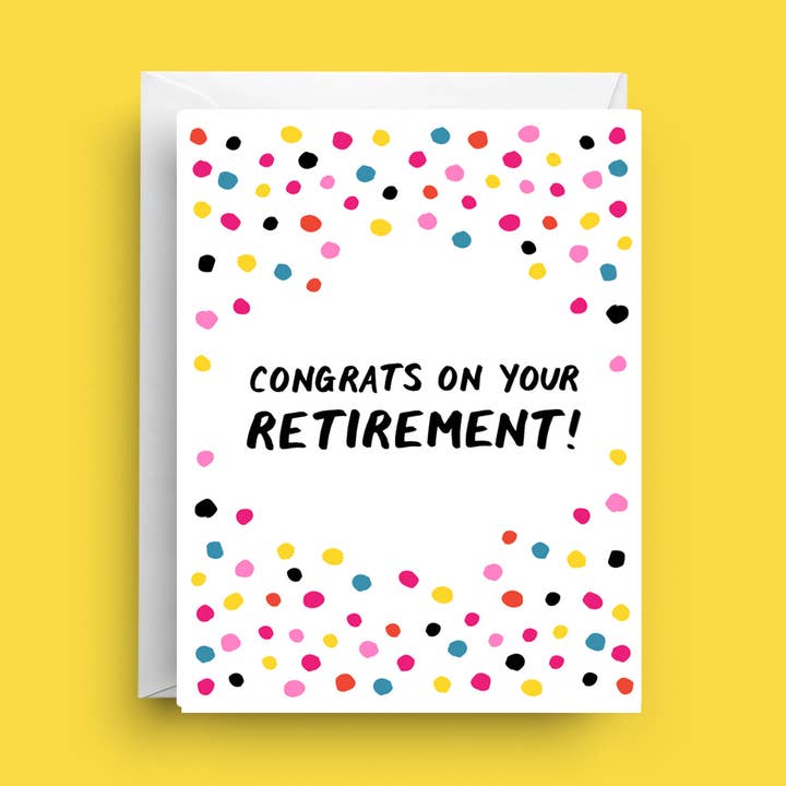 Carte de retraite - Félicitations pour la célébration avec confettis pour la vente par Nicole Marie Paperie