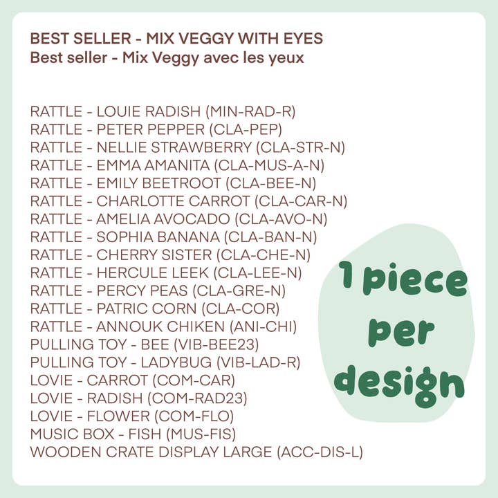 MYUM - THE VEGGY TOYS - Wholesale Toy Set - Kids - SET 10 - Mix Veggy with eyes (1pcs/design) - BtoB - 1 set1