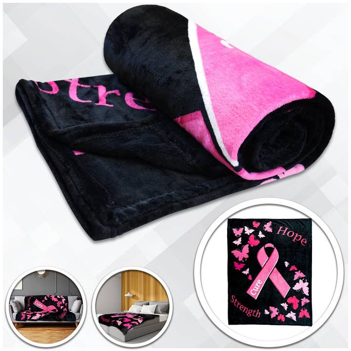 Pink Ribbon (Hope) Soft Plush 50x60in Blanket for wholesale by Flags Importer