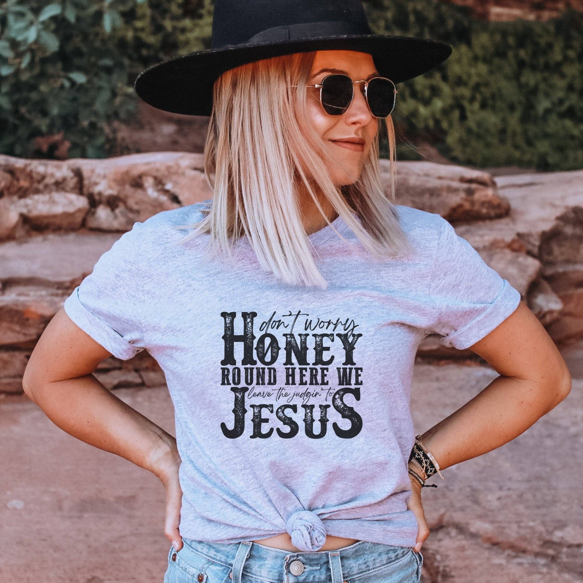 Trendznmore - Modern Graphic Apparel - Wholesale Screen Printed T-Shirt - Women's - Leave the Judgin to Jesus Western Graphic Tee3