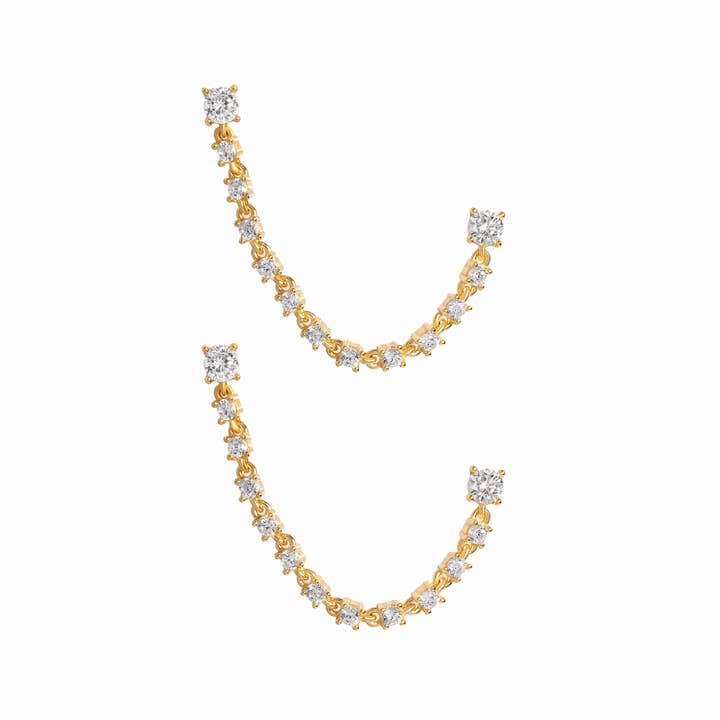 Two-Piercing Tennis Chain Link Studs for wholesale by Sami Jewels