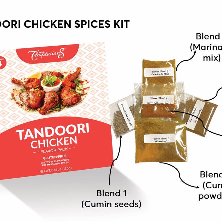 Flavor Temptations - Wholesale Gedroogde kruidenmix - Tandoori Chicken & Komijnrijst Biologische kruidenkit | Glutenvrij