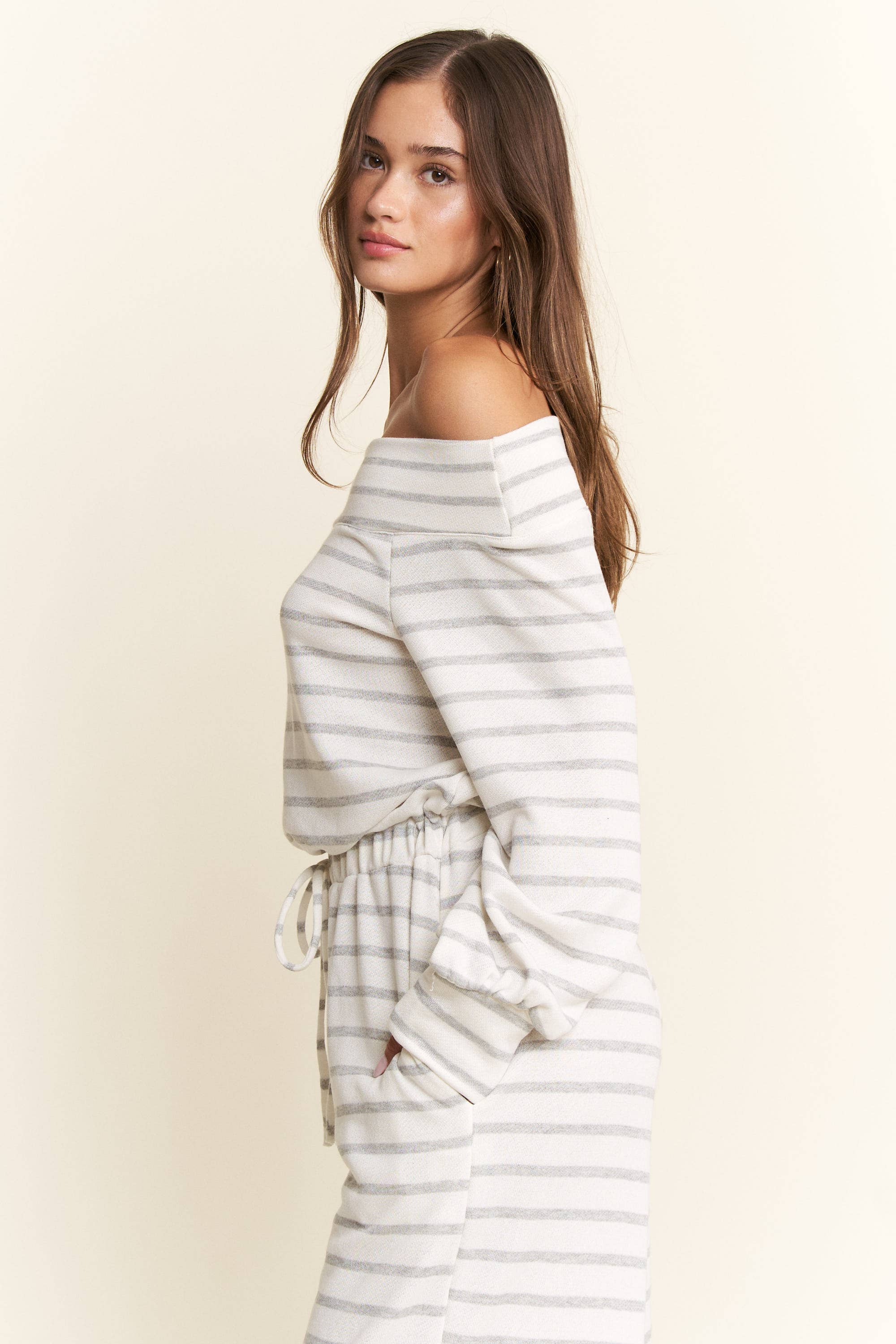 JADE BY JANE PLUS - Wholesale Jumpsuit - Women's - (PLUS SIZE) OFF-SHOULDER STRIPED TERRY JUMPSUIT13