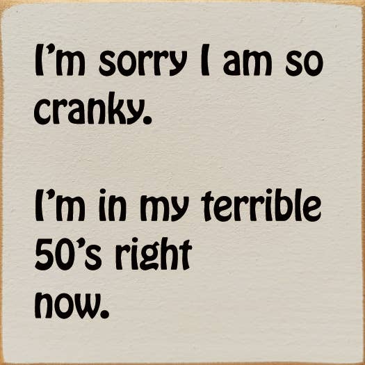 SAWDUST CITY – wholesale Sign – I'm sorry I am so cranky. I'm in my terrible 50's right now.4