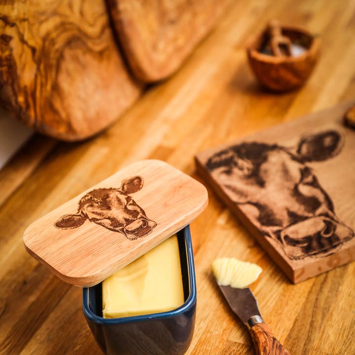 Blue Butter Dish - Jersey Cow for wholesale by Selbrae House Ltd