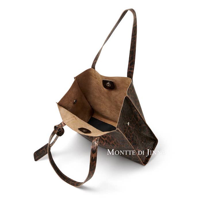 MONTTE DI JINNE – Engroshandel Tote bag - Dame – Italiensk håndlavet shoppertaske i ægte læder med leopardmønster4