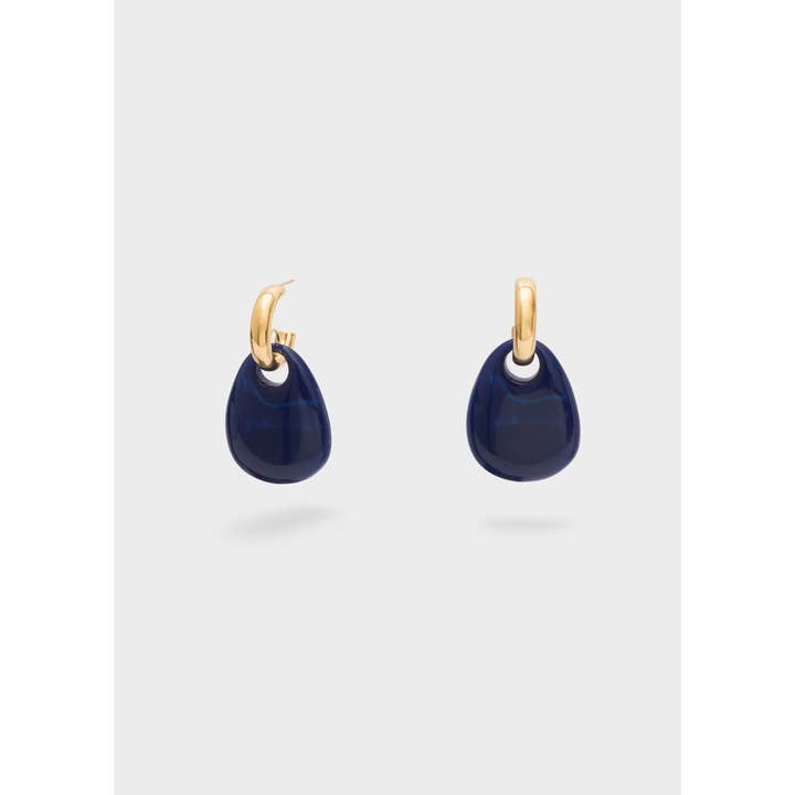 NALI' - Wholesale Dangle Earrings - ADA S. STEEL RESIN EARRINGS GOLD/BLUE - N641