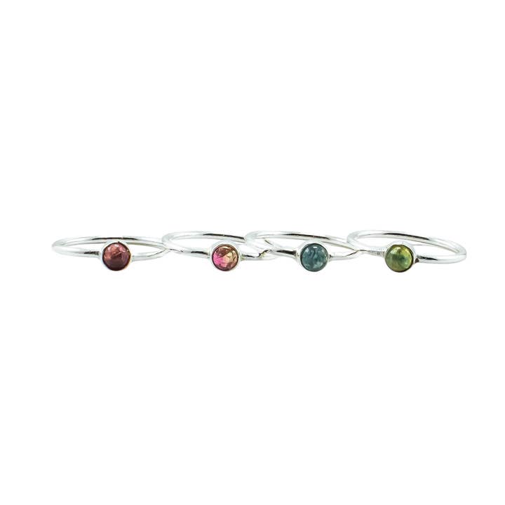 Quasar Gems USA - Wholesale Single Stone/Solitaire Ring - Tourmaline Ring Brass Sterling Silver Micron Stackable 0