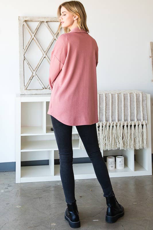 HEIMISH - Wholesale Shirt Jacket/Shacket - Women's - EJ6706-14 BASIC COLLAR SOLID BUTTON SHACKET WITH POCKET7