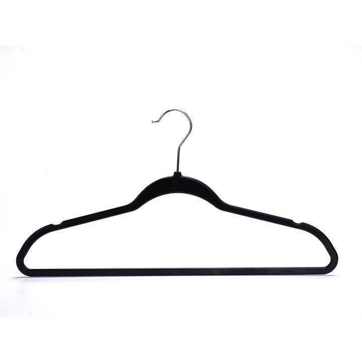 Quality Hangers - Wholesale Clothes Hangers - PL010 - Plastic Shirt Hangers Slim Heavy Duty - Black - 2006