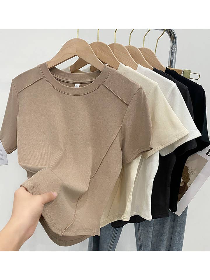 DE VAVE - Wholesale T-Shirt - Women's - Solid Crew Neck T-Shirt