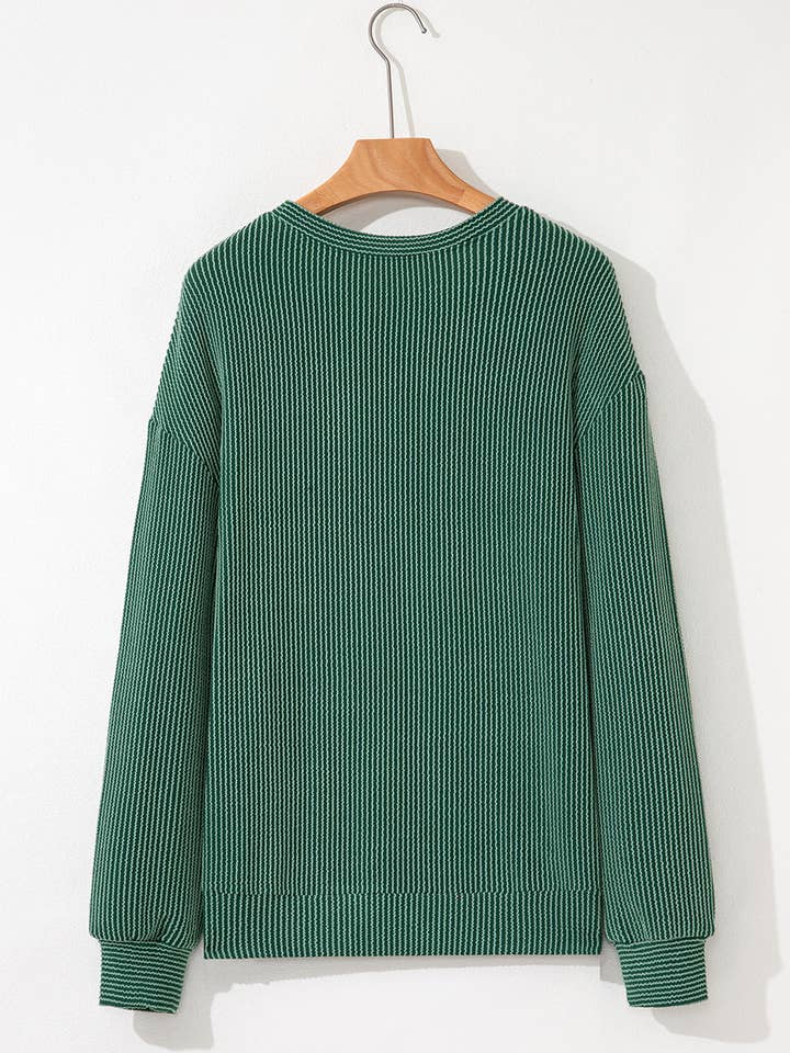 Threaded Pear - Wholesale Knit top – Women's - Aliella Letter Graphic Loose Long Sleeve Top8