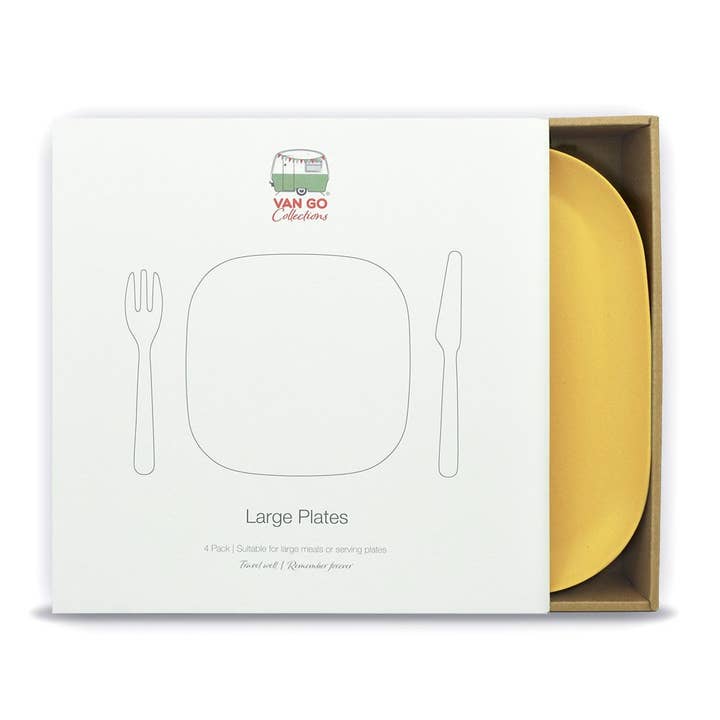 4 Piece Bamboo 26cm Plate Set | Sunshine Yellow for wholesale by Van Go Collections